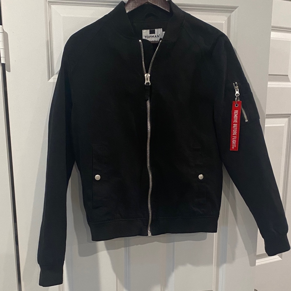 Topman Black Jacket with Red Accent